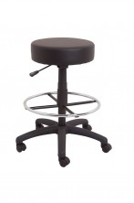 DS Counter Stool. 400 Dia Round. Gas Lift, Footring. Black PU Vinyl Only